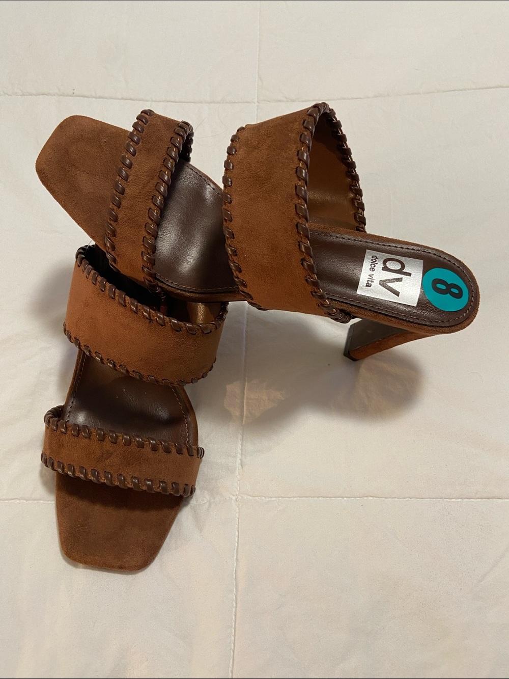 🤎DV by Dolce Vita Brown Suede Double-Strap Block Heel Sandals🤎